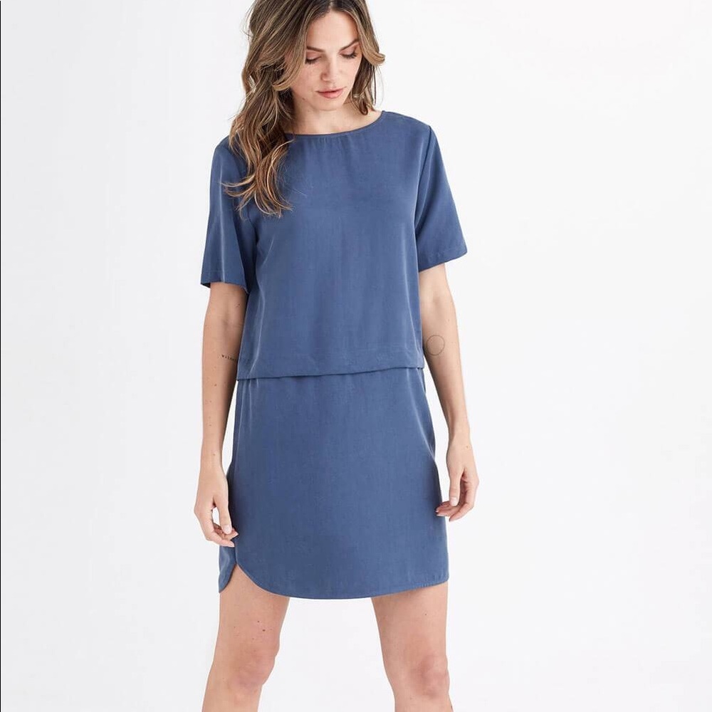 Vetta Capsule The Shift Dress Navy Small NWT